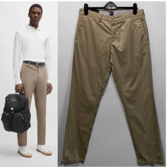 Hugo Boss Tan Crigan Straight Leg Pants Size 34 - Picture 1 of 16